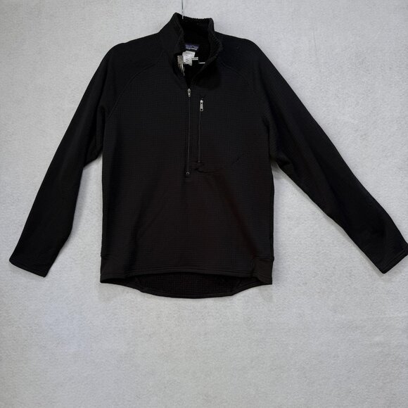 Patagonia Pullover Sweater Mens Medium Black R Series Grid Fleece Half Zip USA - Picture 1 of 10